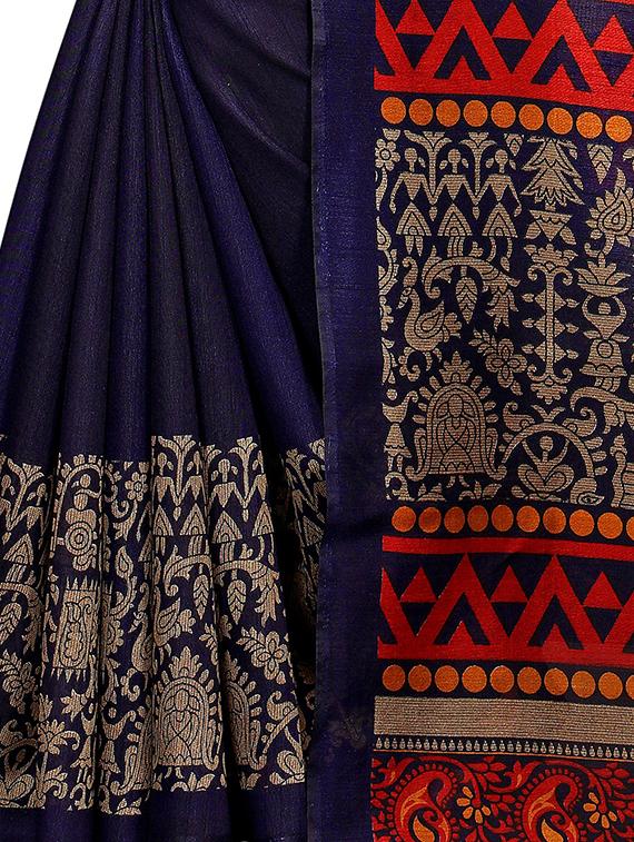 kalamkari printed saree with blouse - 16317080 - Standard Image - 3