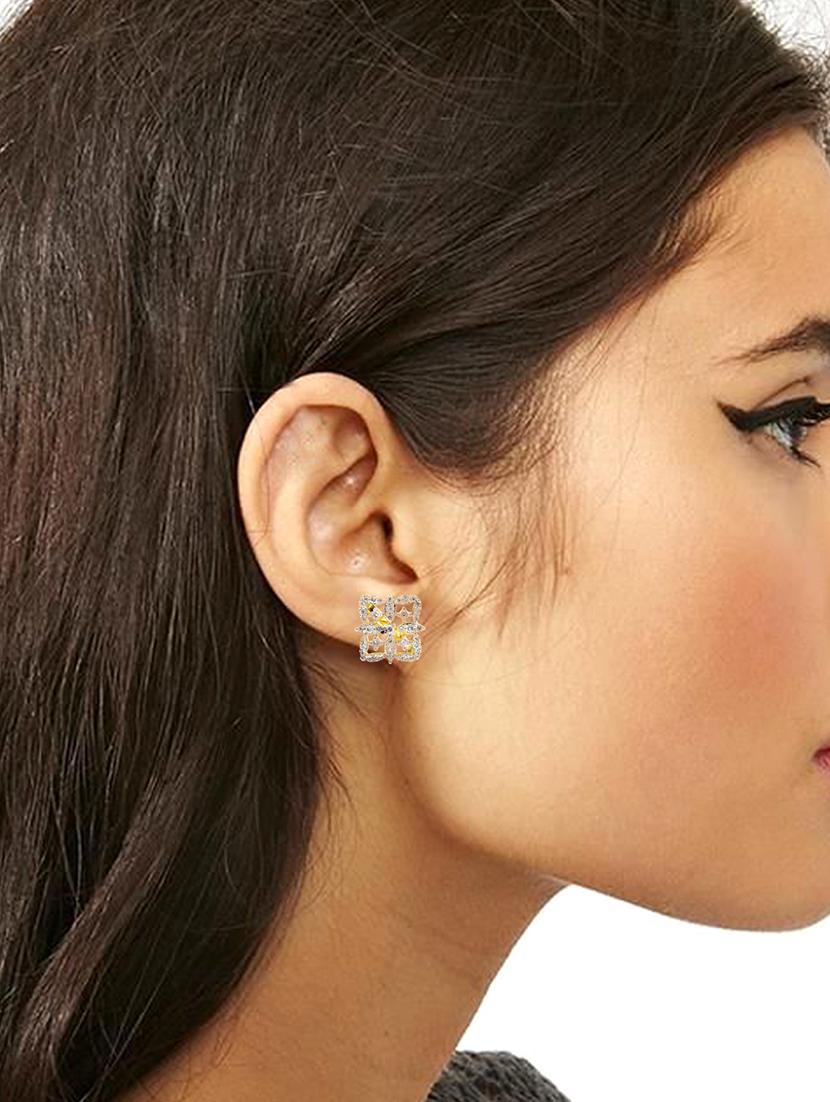 white brass studs earring - 16317360 - Standard Image - 3