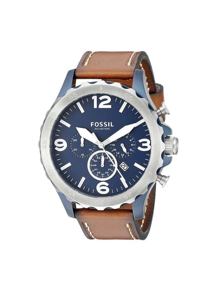 fossil nate analog blue dial mens watch jr1504