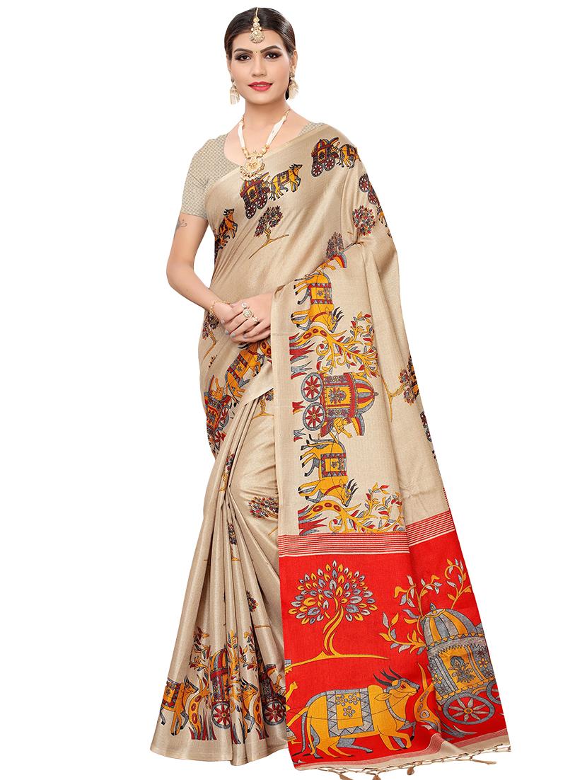 kalamkari printed saree with blouse - 16319202 -  Zoom Image - 0
