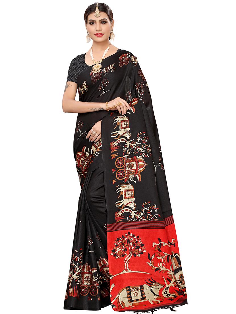 kalamkari printed saree with blouse - 16319203 -  Zoom Image - 0