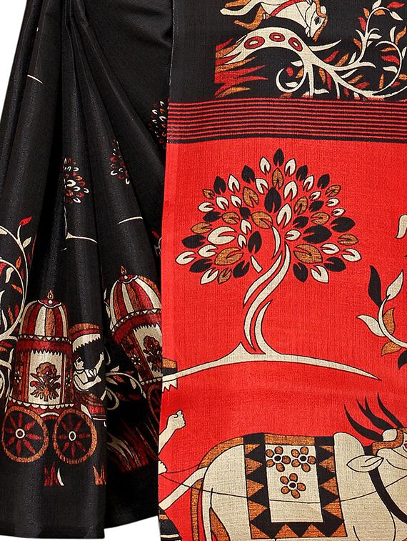 kalamkari printed saree with blouse - 16319203 - Standard Image - 3