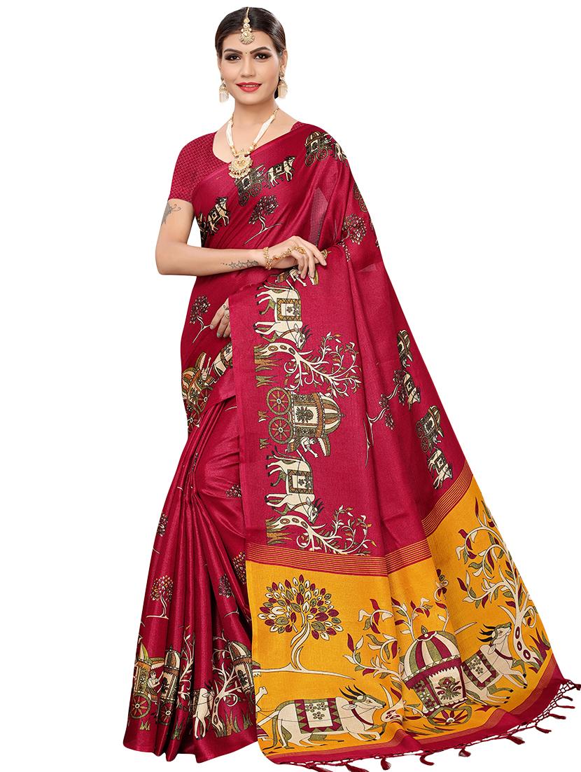 kalamkari printed saree with blouse - 16319204 -  Zoom Image - 0