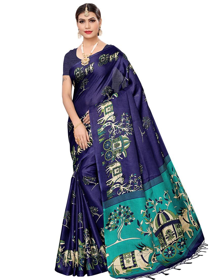 kalamkari printed saree with blouse - 16319205 - Zoom Image - 0
