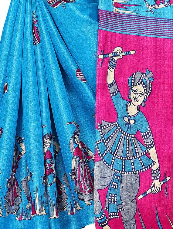 kalamkari printed saree with blouse - 16319208 - Standard Image - 3
