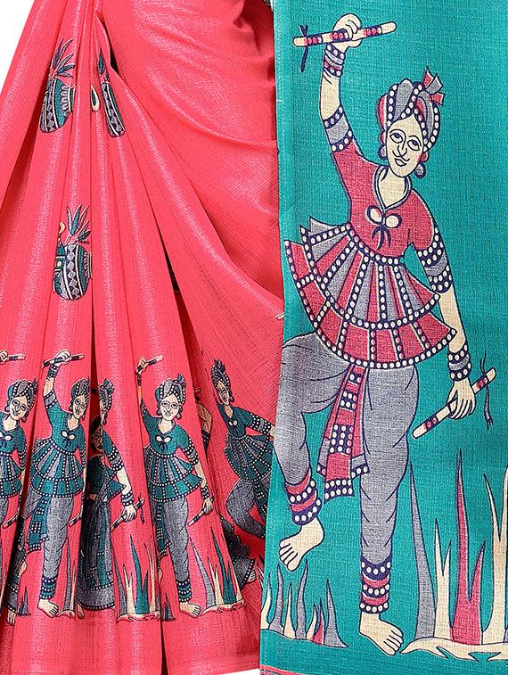 kalamkari printed saree with blouse - 16319209 - Standard Image - 3