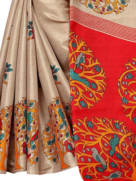 kalamkari printed saree with blouse - 16319212 - Standard Image - 3