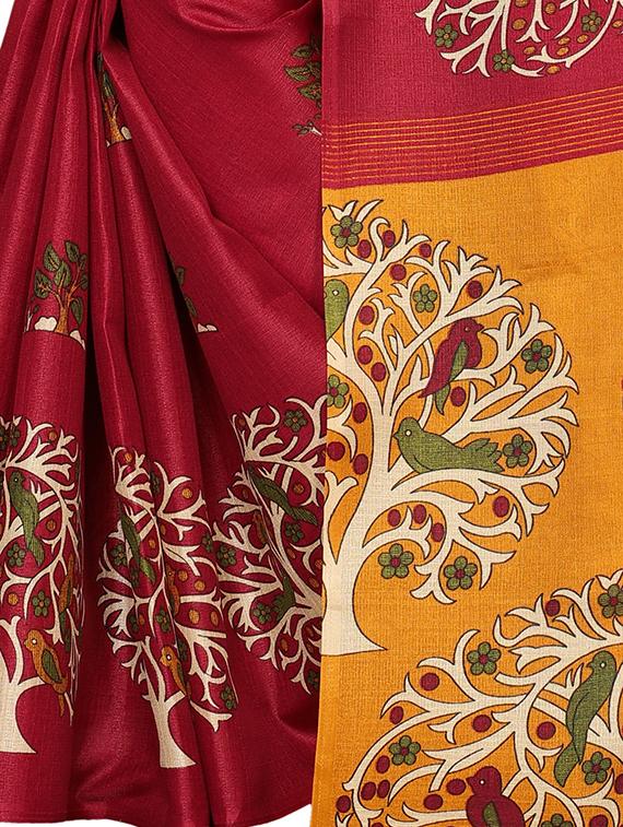 kalamkari printed saree with blouse - 16319213 - Standard Image - 3