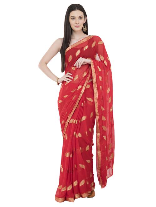 ethnic zari motifs woven saree with blouse - 16319517 - Standard Image - 0