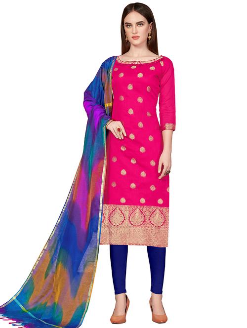 zari motifs unstitched churidaar suit - 16319779 -  Standard Image - 0