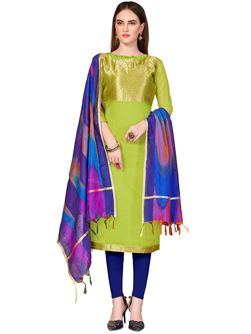 zari motifs unstitched churidaar suit - 16319782 - Zoom Image - 0