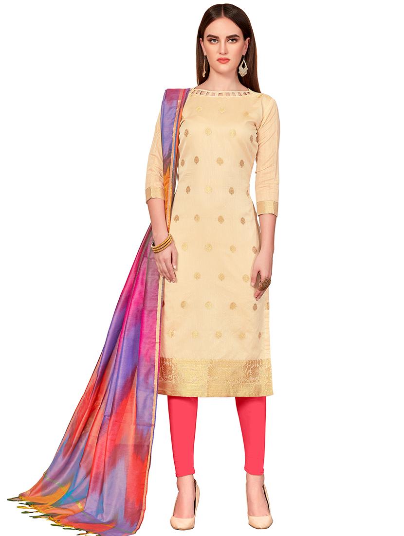 zari motifs unstitched churidaar suit - 16319784 - Zoom Image - 0