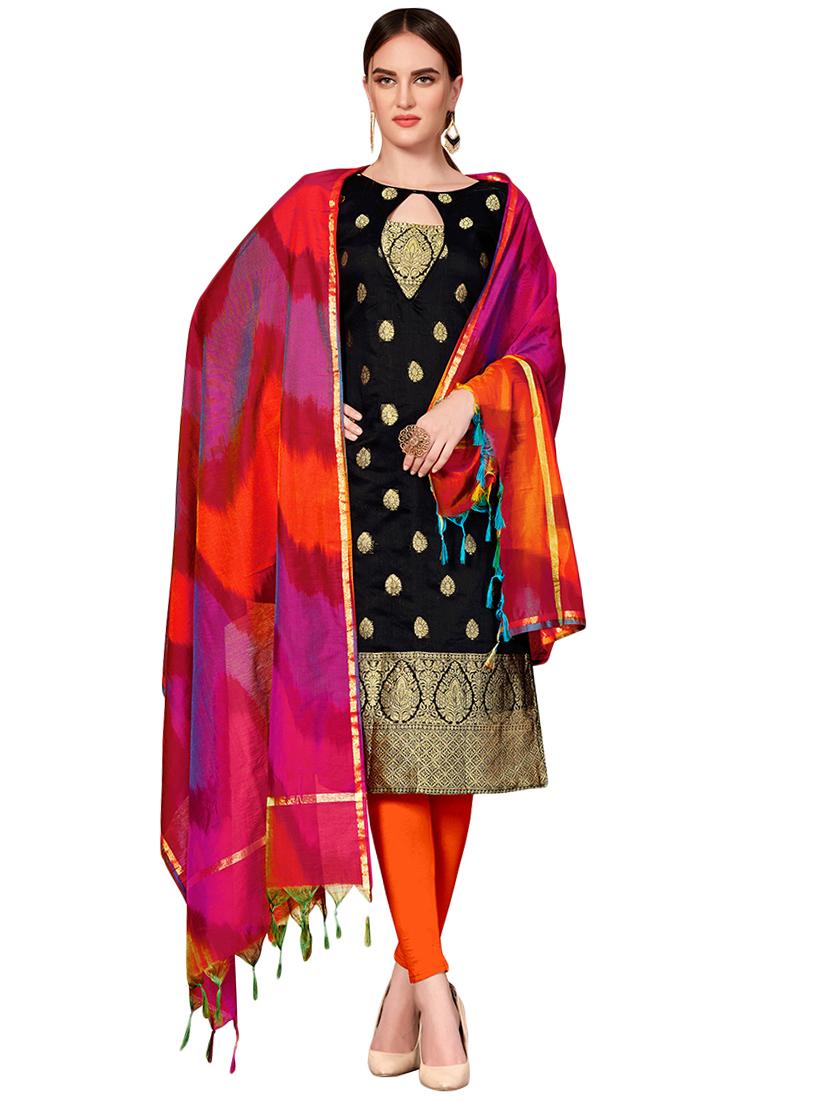 zari motifs unstitched churidaar suit - 16319785 - Zoom Image - 0