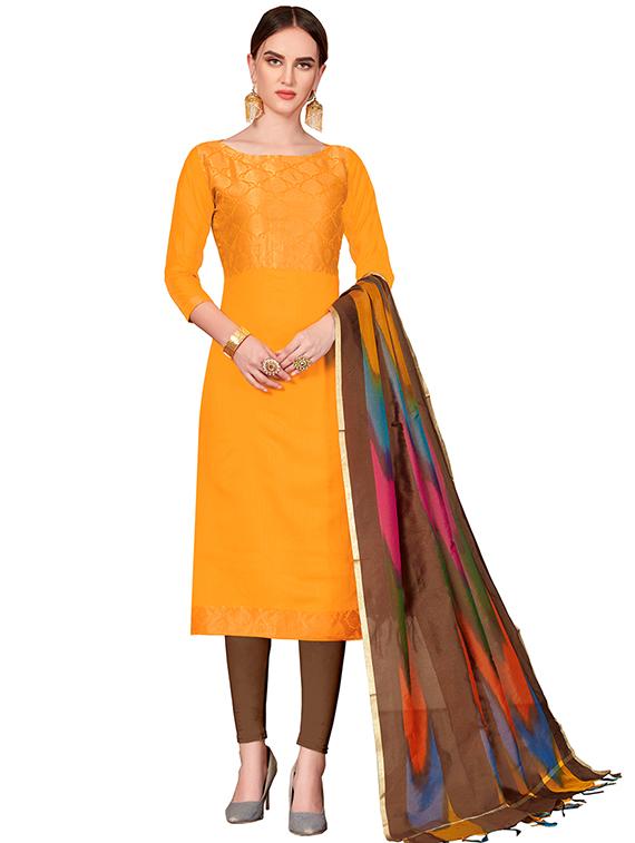 zari motifs unstitched churidaar suit - 16319786 - Zoom Image - 0