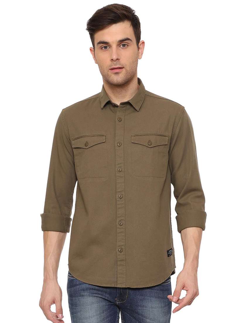 Brown Double Pocket Casual Shirt 
