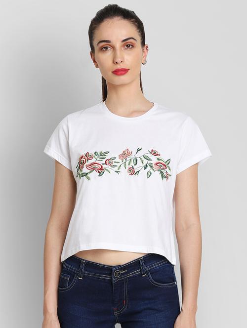 embroidered detail crop tee  - 16322044 -  Standard Image - 0