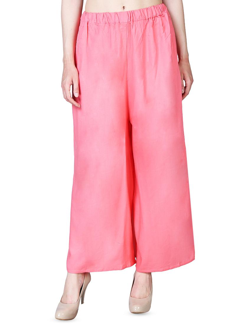 pink rayon flared palazzo - 16322470 - Zoom Image - 0