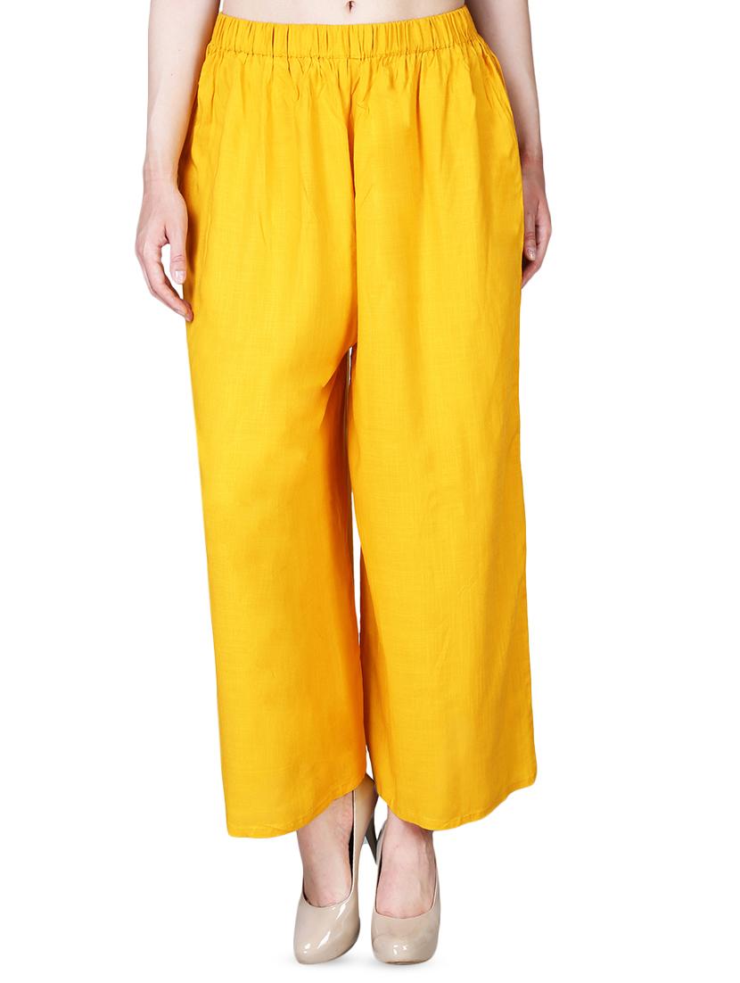 yellow rayon flared palazzo - 16322471 - Zoom Image - 0