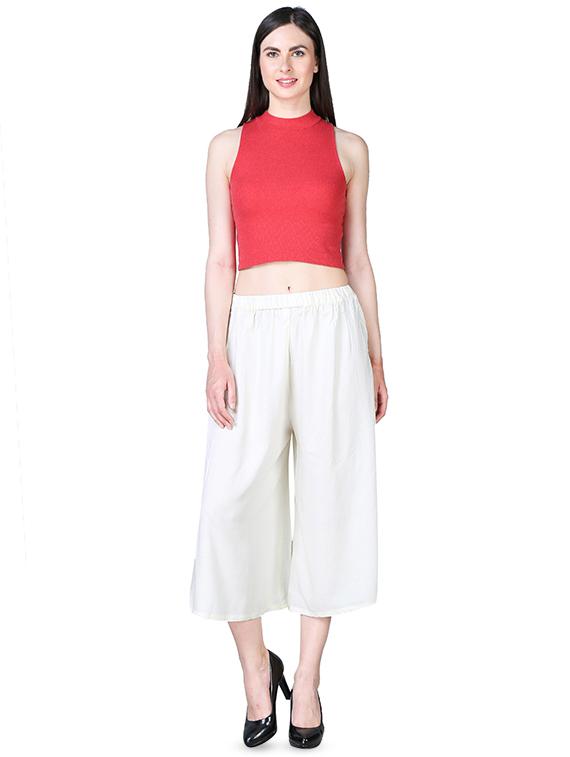 offwhite rayon cullottes - 16322477 - Standard Image - 3