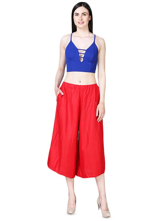 red rayon cullottes - 16322479 - Standard Image - 3