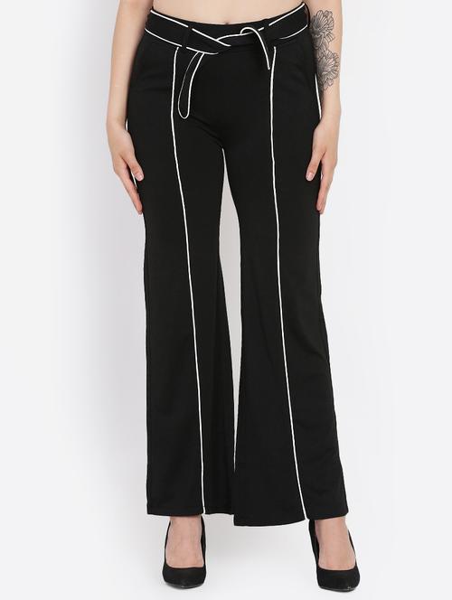 tie front contrast piped trousers - 16323023 -  Standard Image - 0
