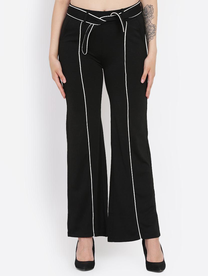 tie front contrast piped trousers - 16323023 -  Zoom Image - 0