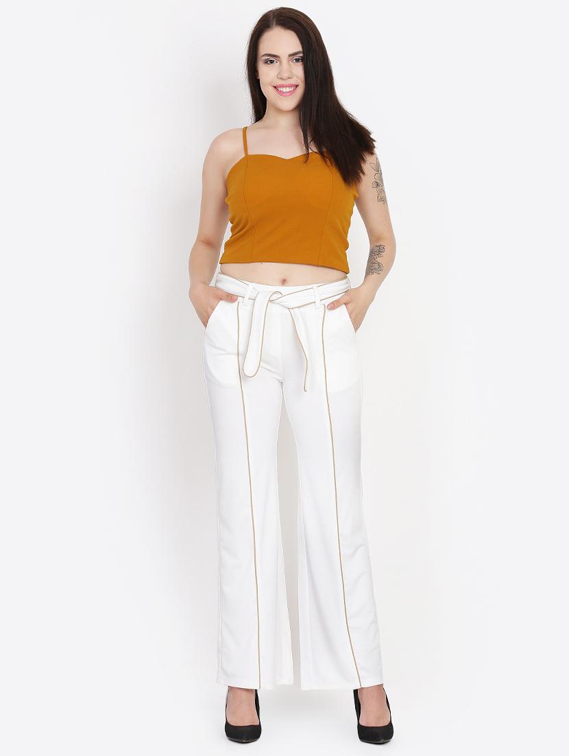 tie front contrast piped trousers - 16323025 - Standard Image - 3