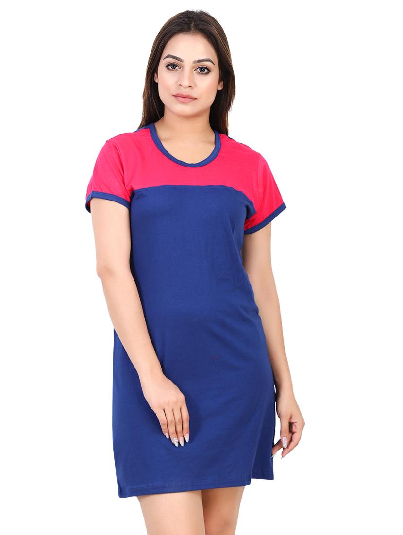 color block round neck nighty - 16325433 - Zoom Image - 0