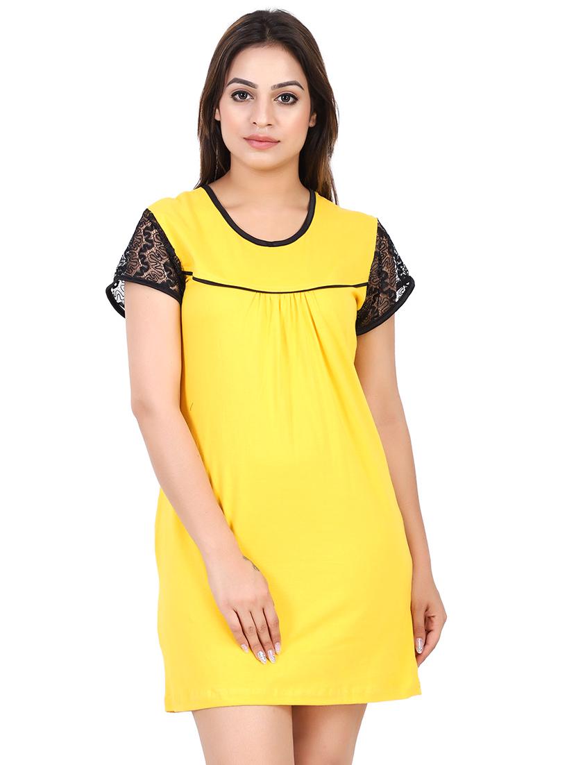 contrast lace sleeved nighty - 16325440 -  Zoom Image - 0