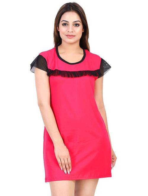 mesh sleeved frill trim nighty - 16325442 -  Standard Image - 0