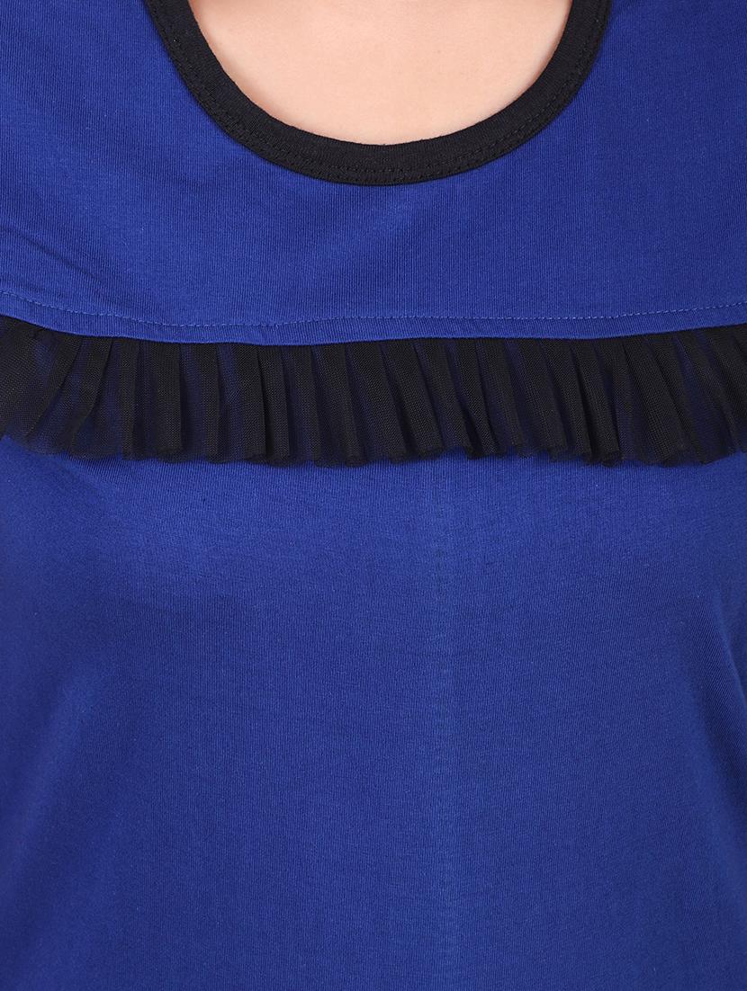 contrast mesh sleeved frill trim nighty - 16325443 - Standard Image - 3
