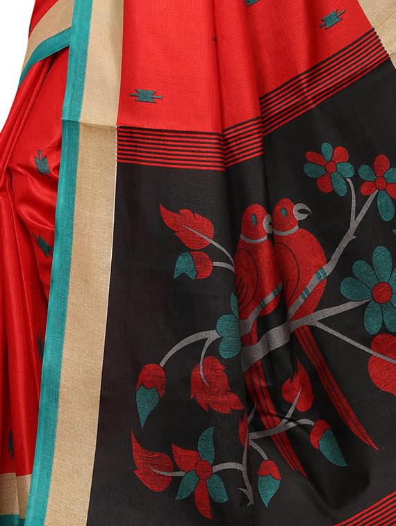 conversational pallu saree with blouse - 16326513 - Standard Image - 3