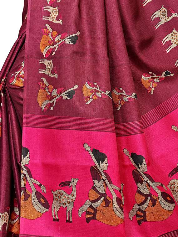 conversational print saree with blouse - 16326523 - Standard Image - 3