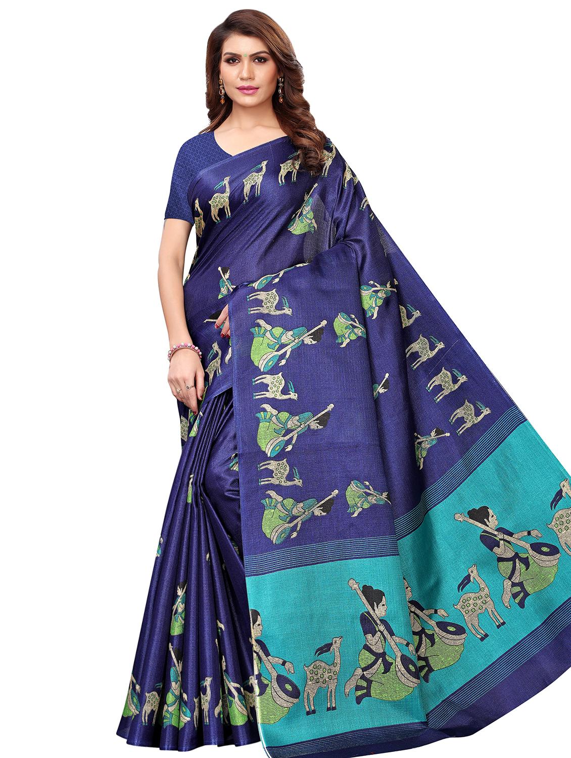 conversational print saree with blouse - 16326524 - Zoom Image - 0