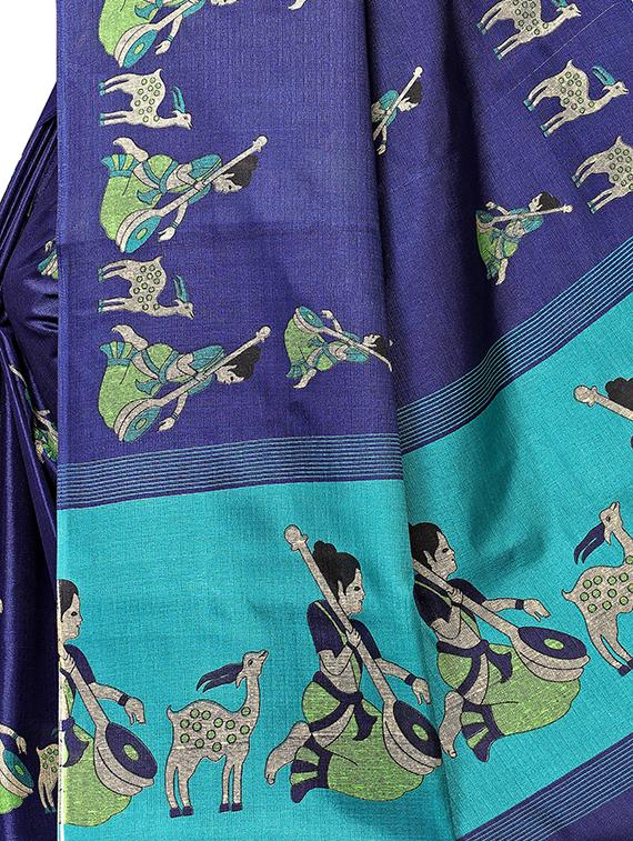 conversational print saree with blouse - 16326524 - Standard Image - 3