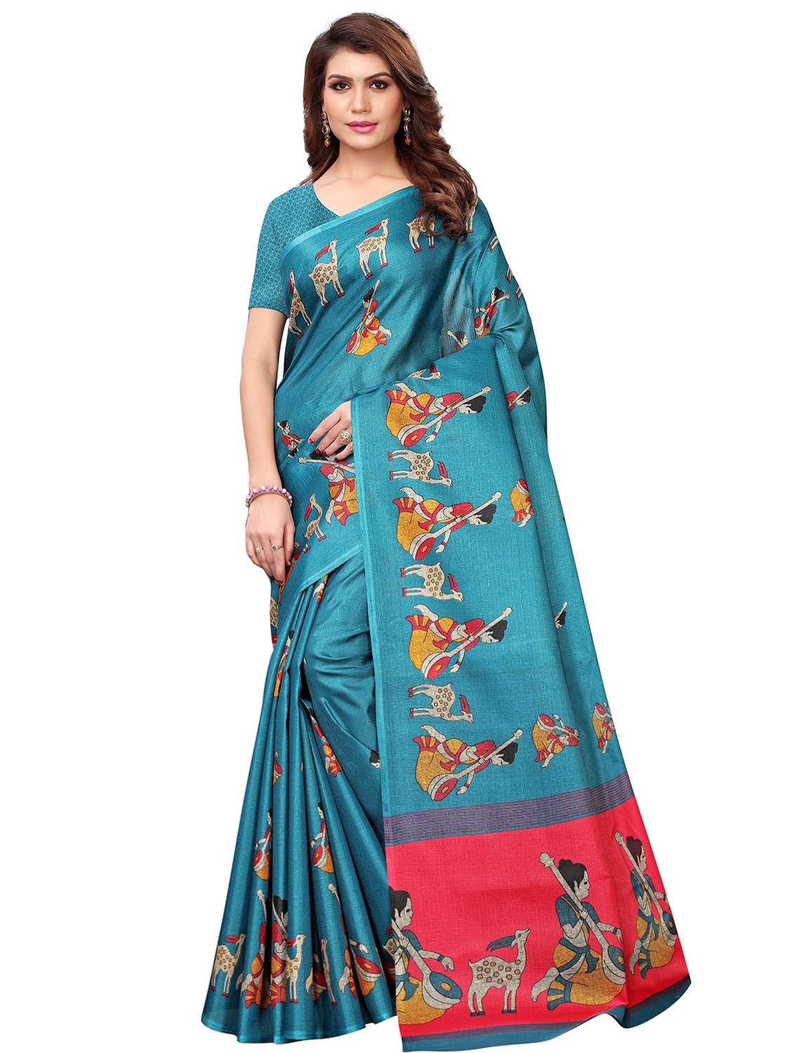 conversational print saree with blouse - 16326525 -  Zoom Image - 0