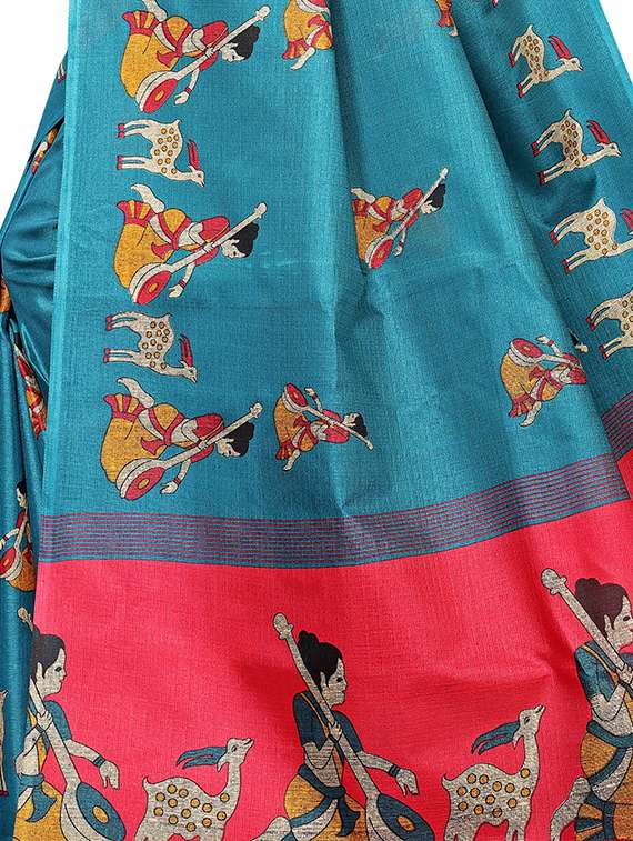 conversational print saree with blouse - 16326525 - Standard Image - 3