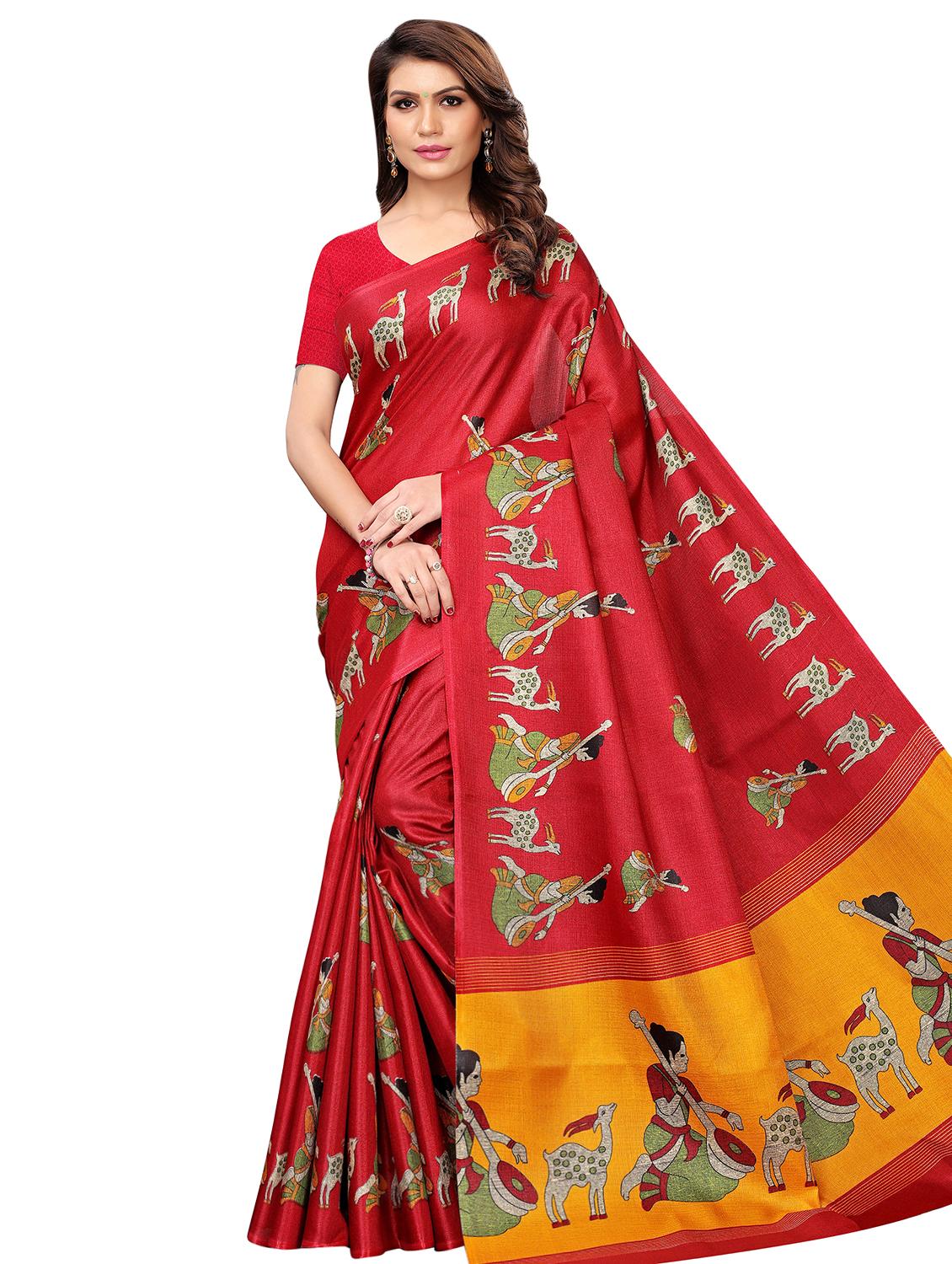conversational print saree with blouse - 16326526 - Zoom Image - 0