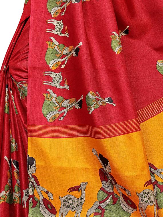 conversational print saree with blouse - 16326526 - Standard Image - 3