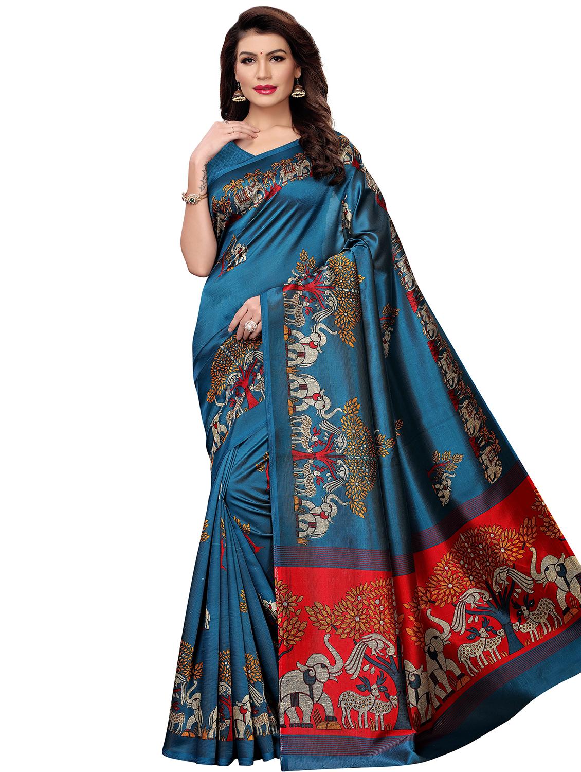 conversational print saree with blouse - 16326530 -  Zoom Image - 0