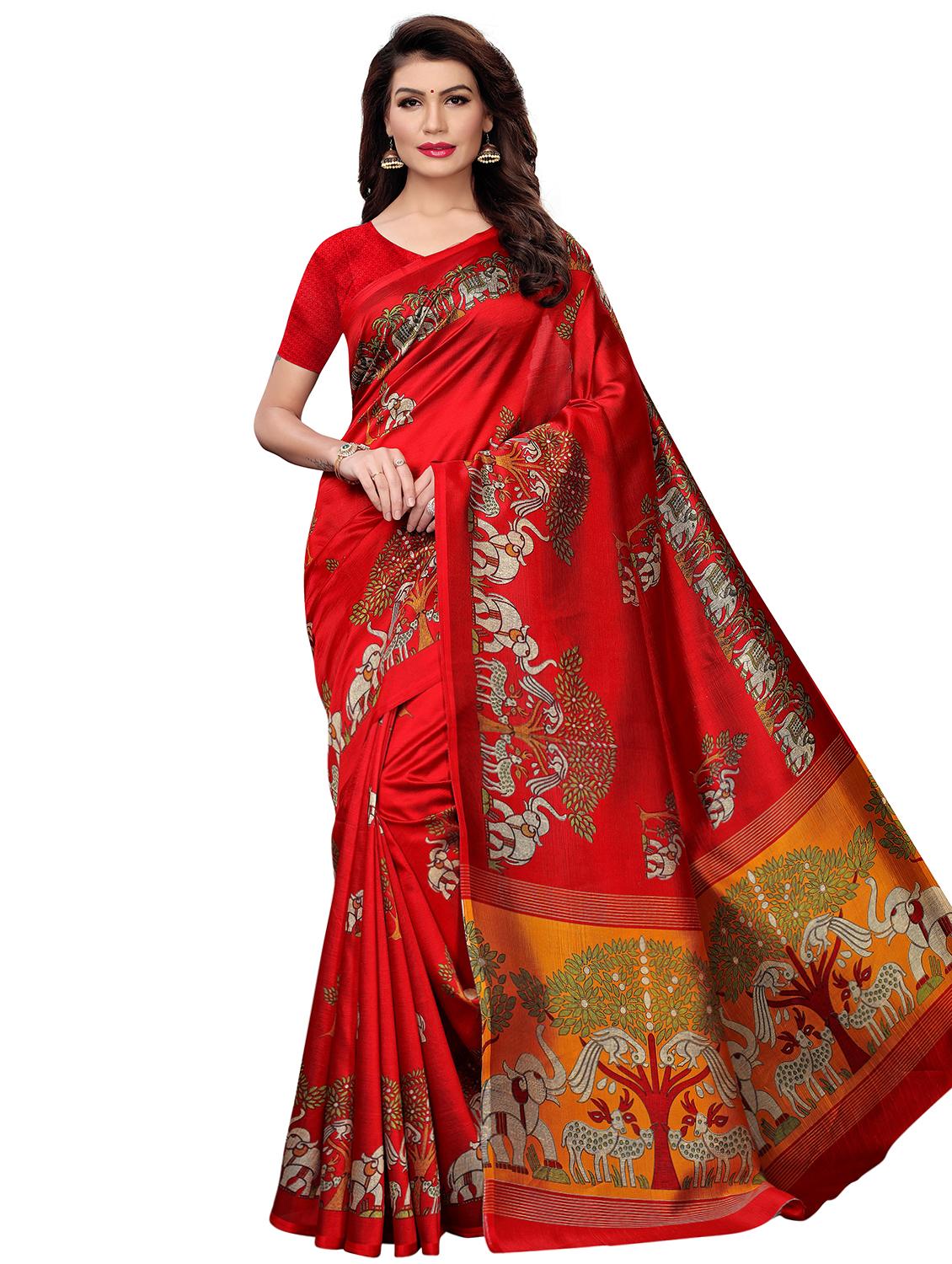 conversational print saree with blouse - 16326531 - Zoom Image - 0