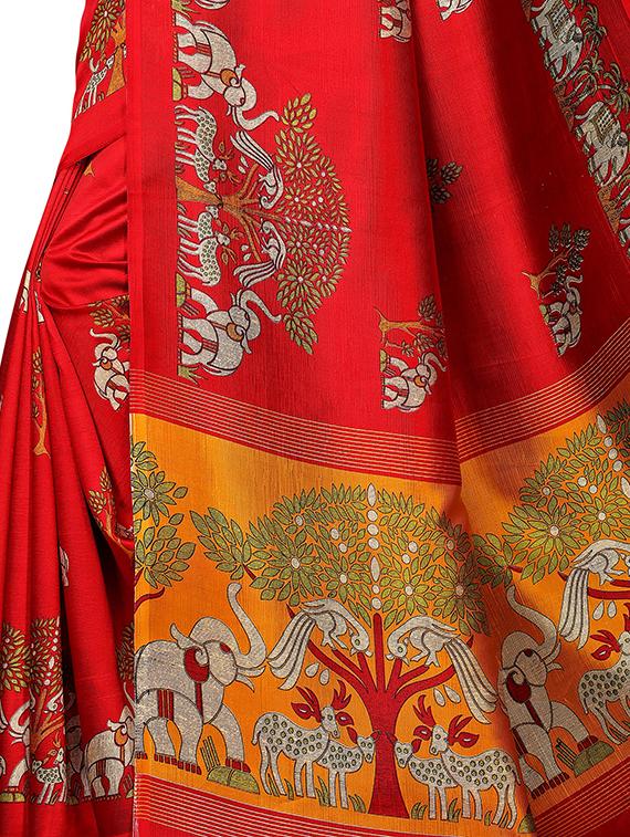 conversational print saree with blouse - 16326531 - Standard Image - 3