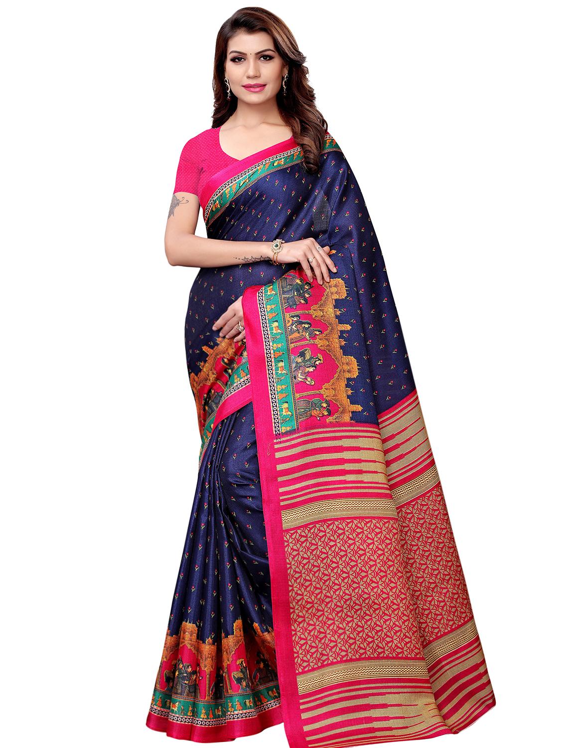 conversational print saree with blouse - 16326535 -  Zoom Image - 0