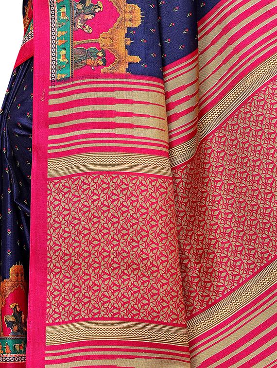 conversational print saree with blouse - 16326535 - Standard Image - 3