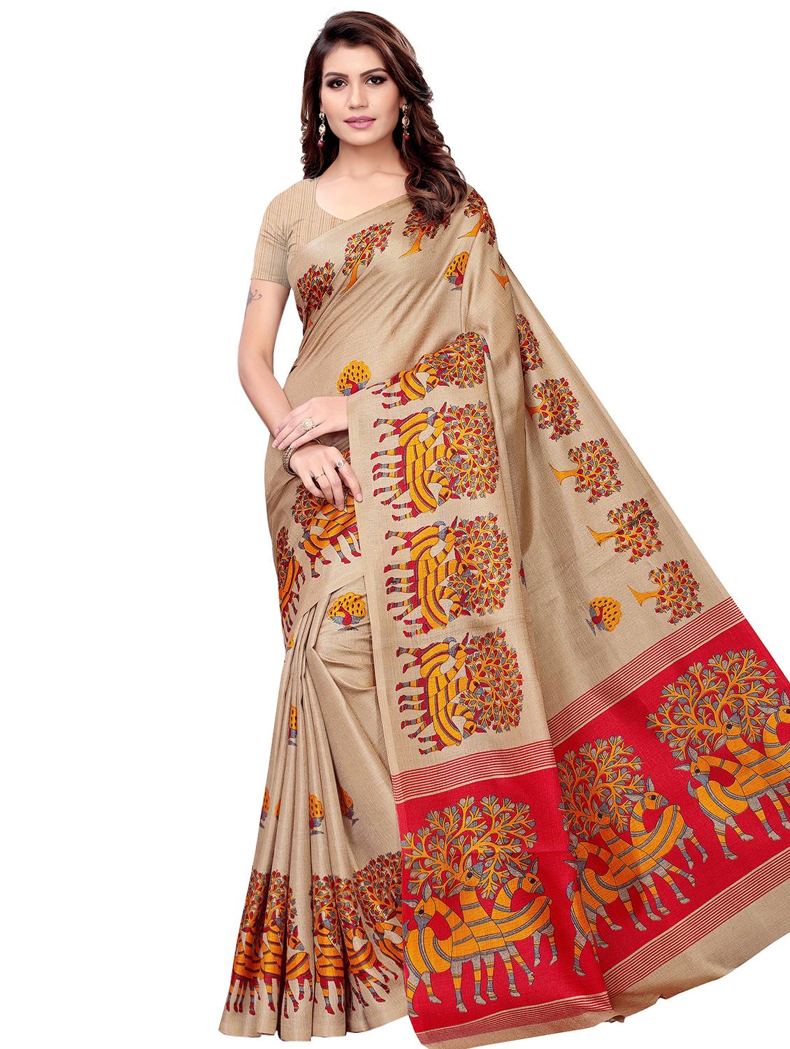 conversational print saree with blouse - 16326537 - Zoom Image - 0