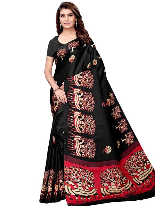 conversational print saree with blouse - 16326538 - Standard Image - 0
