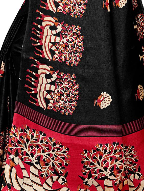 conversational print saree with blouse - 16326538 - Standard Image - 3