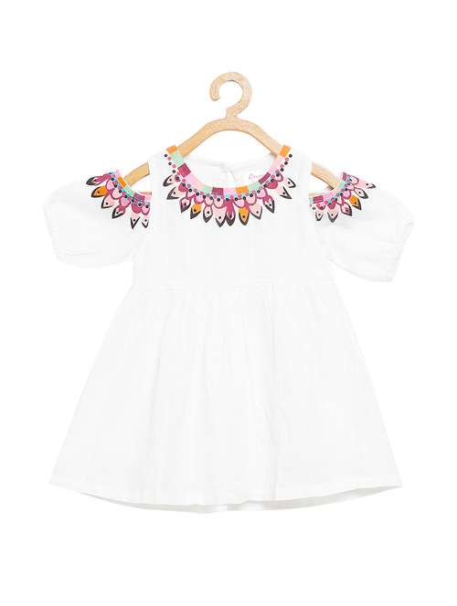 girls round neck cape sleeve frock - 16326879 - Standard Image - 0
