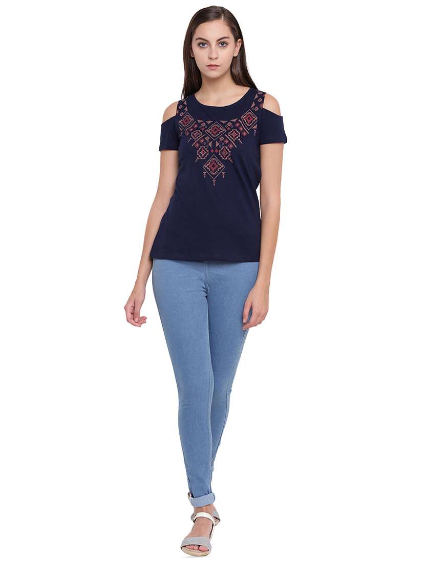 women's straight round neck top - 16328081 - Standard Image - 3