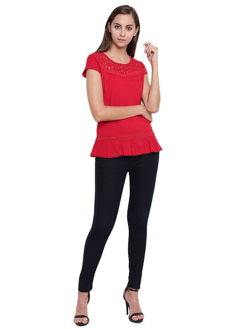 women's straight round neck top - 16328106 - Standard Image - 3